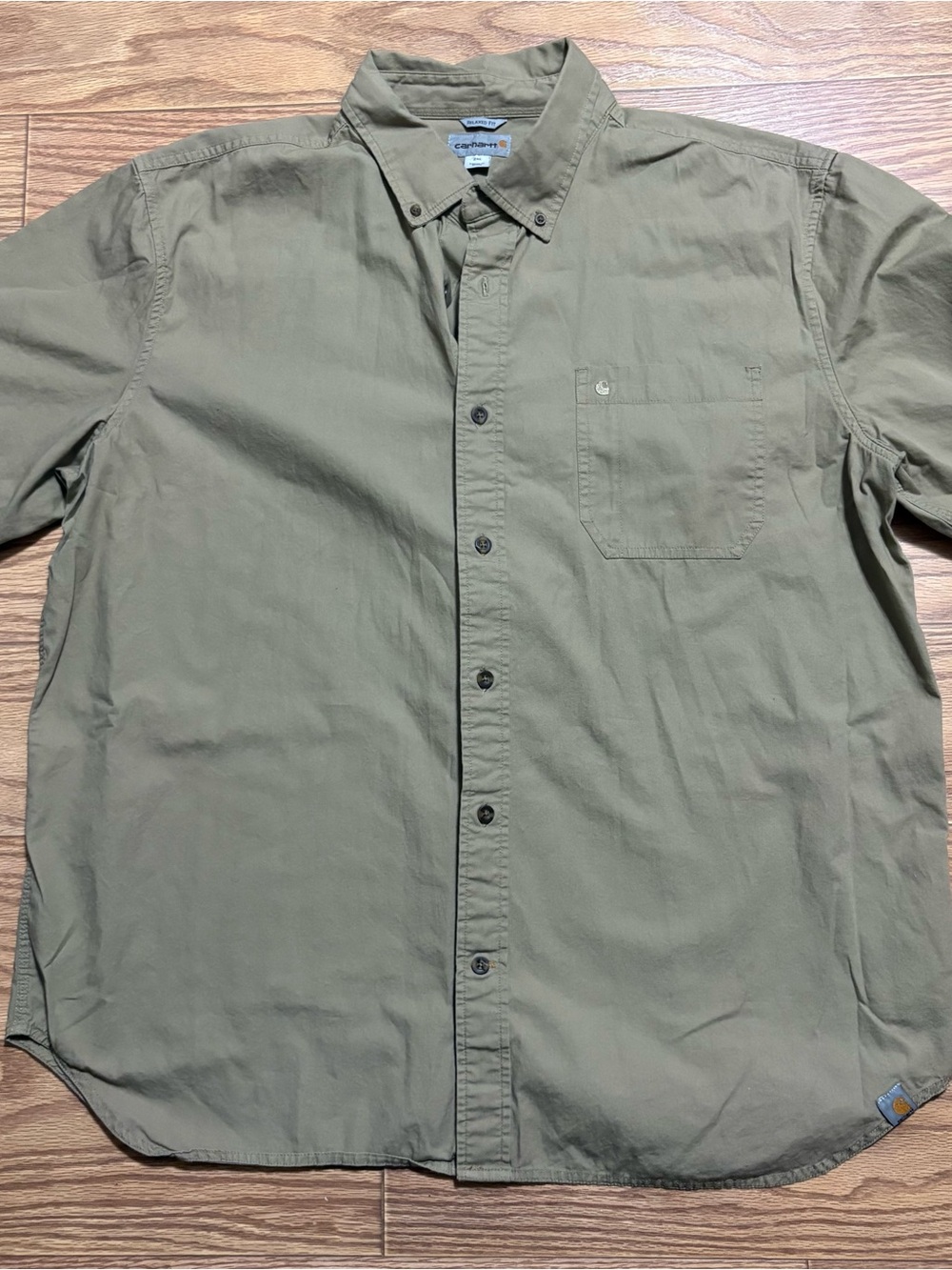 Carhartt Tan Short Sleeved Button Up Shirt Relaxed Fit XXL Workwear Outdoor